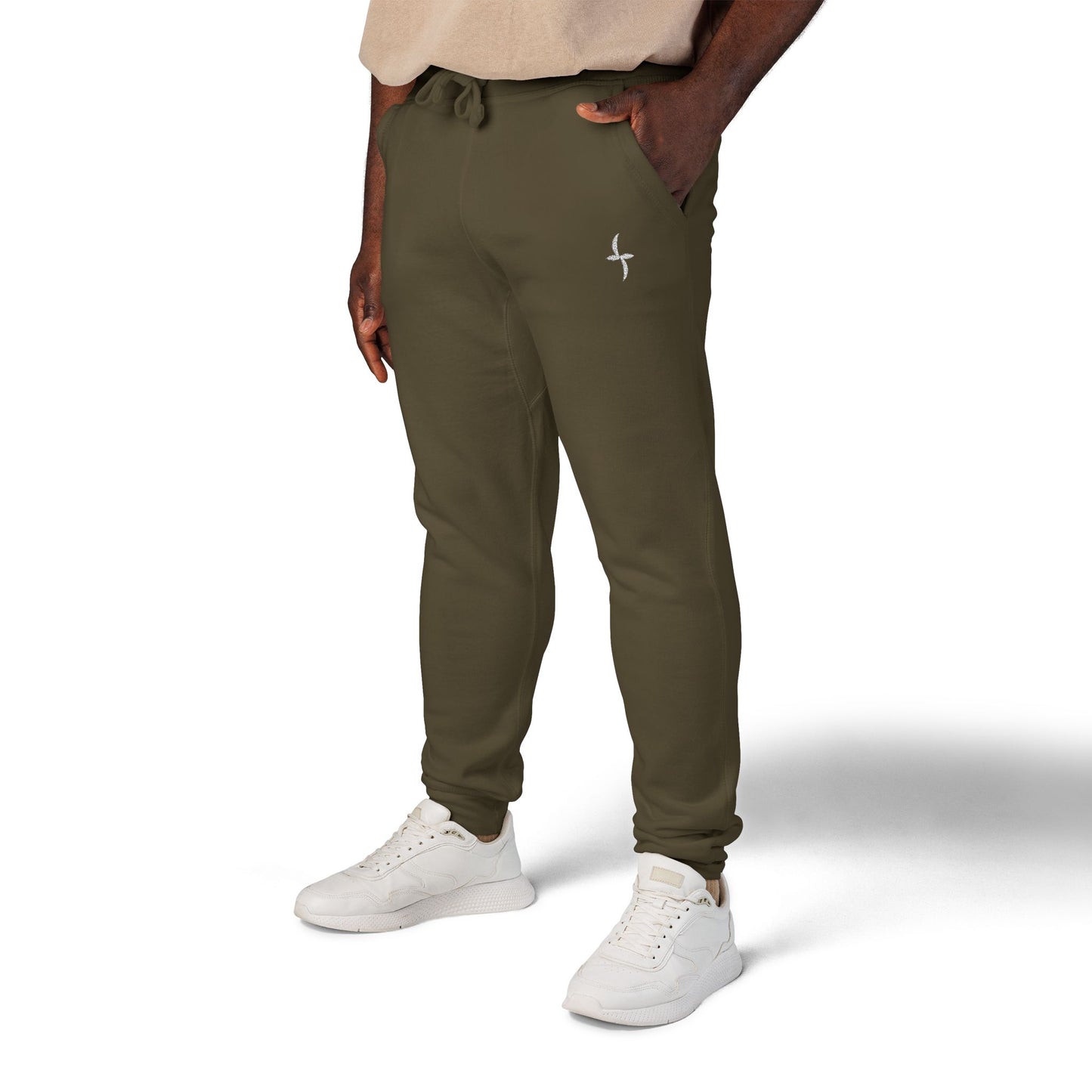 Embroidered White Logo || Sweatpants