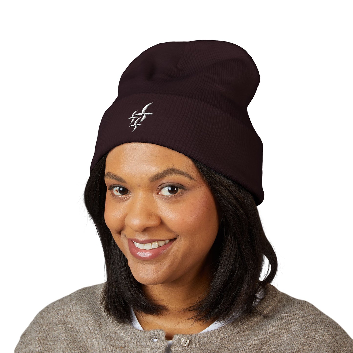 White Embroidered Logo || Beanie