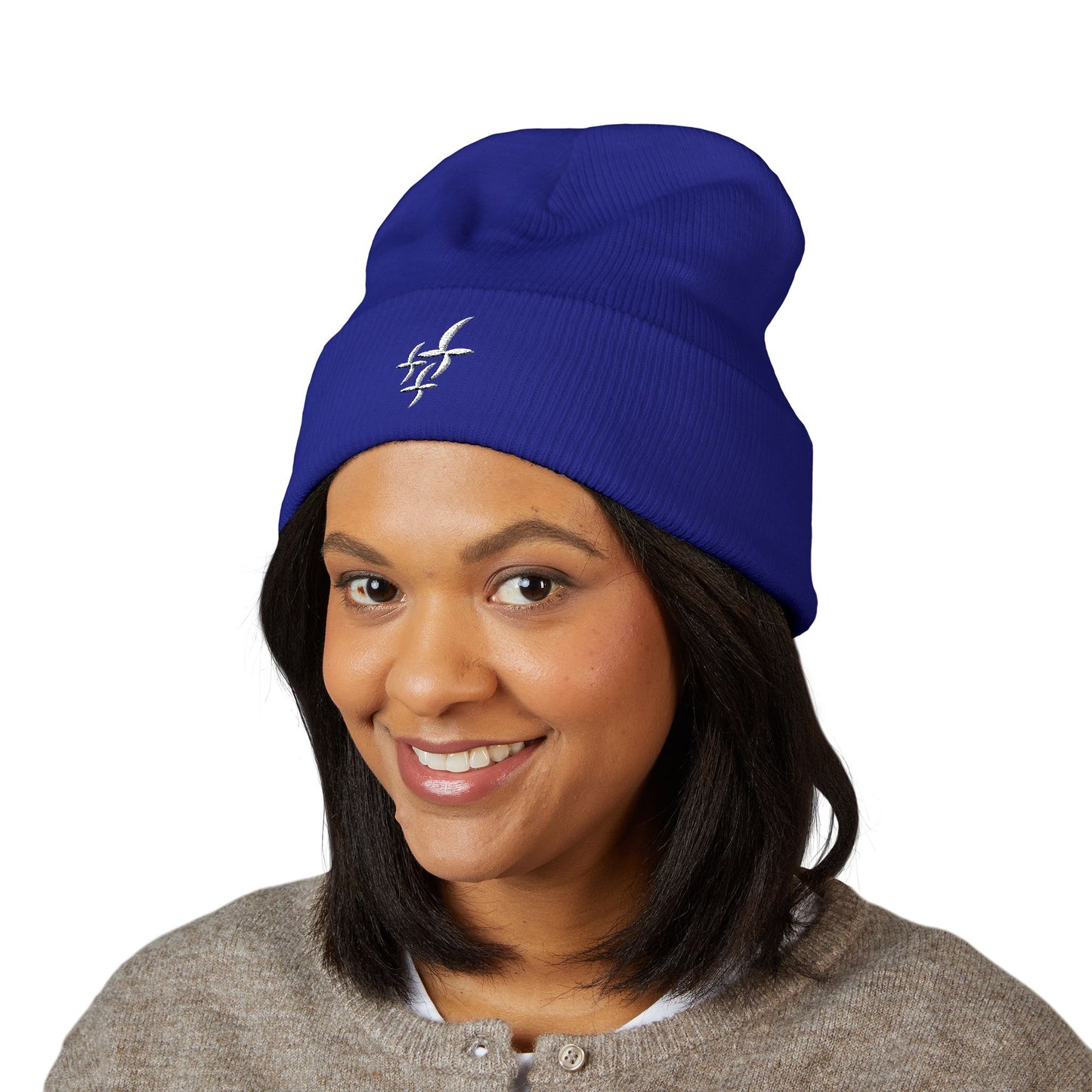 White Embroidered Logo || Beanie