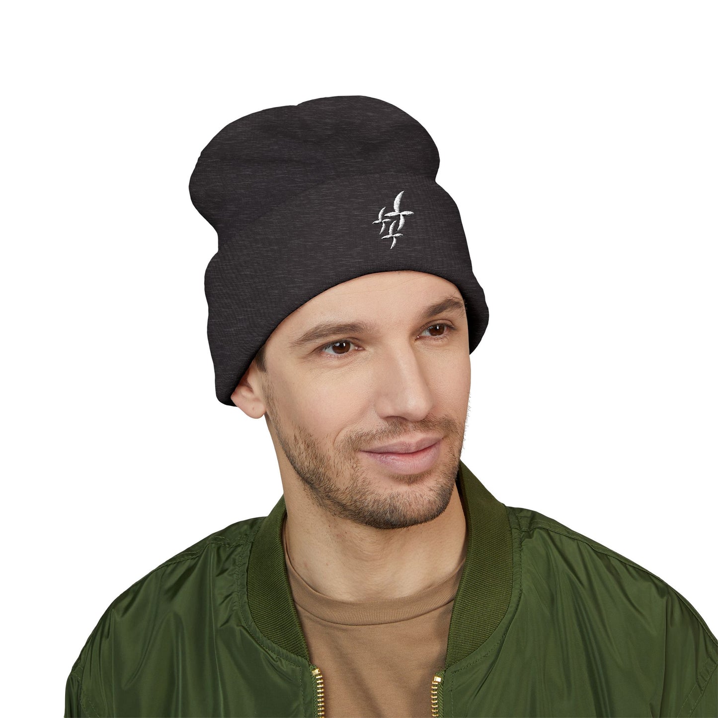 White Embroidered Logo || Beanie