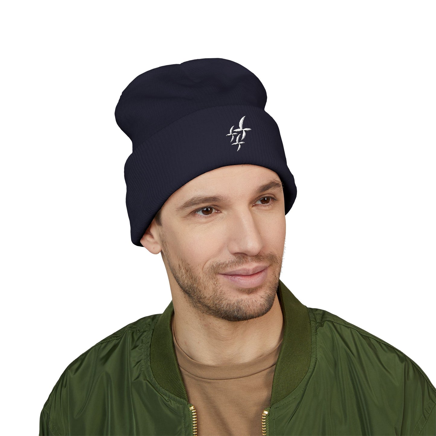White Embroidered Logo || Beanie