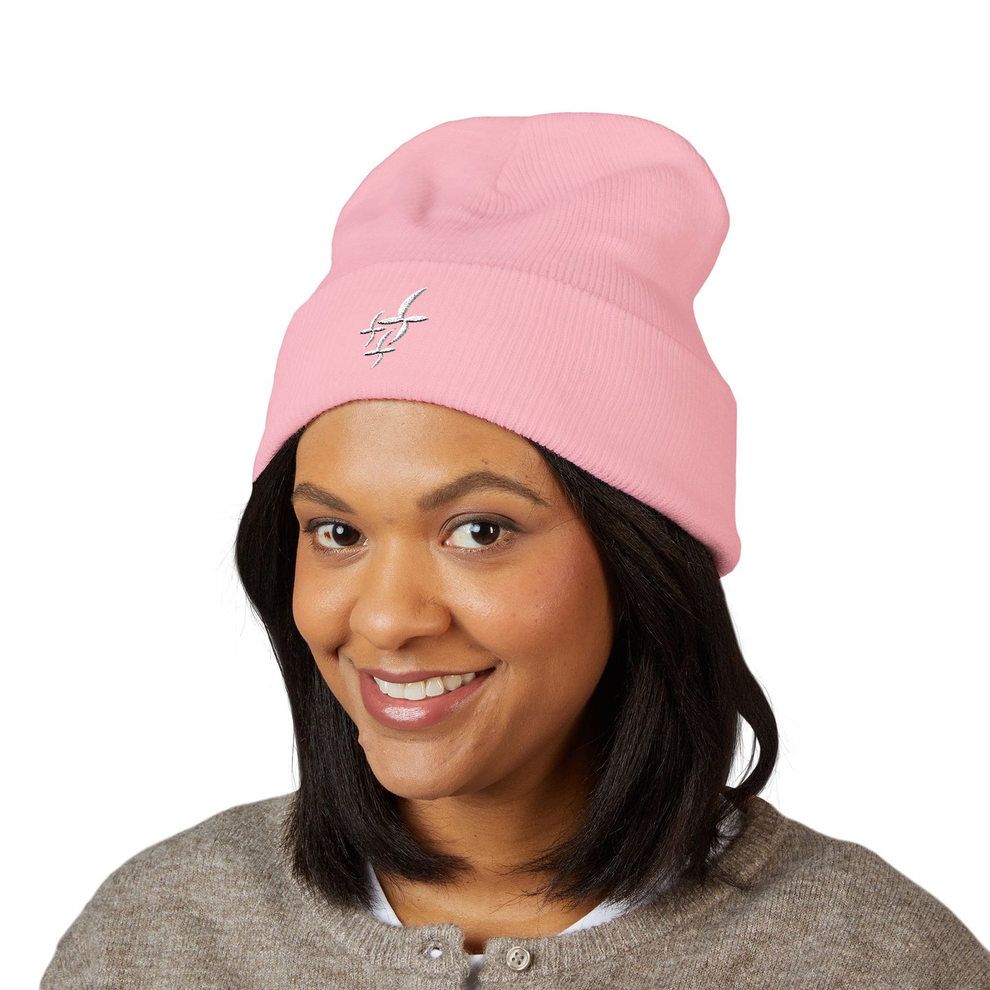 White Embroidered Logo || Beanie