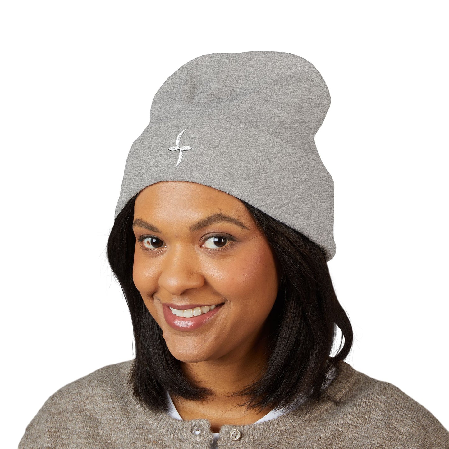 White Embroidered Logo || Beanie
