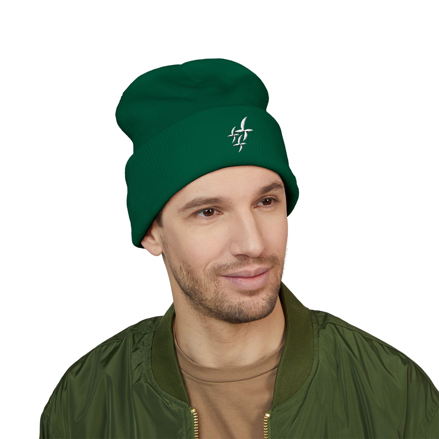 White Embroidered Logo || Beanie