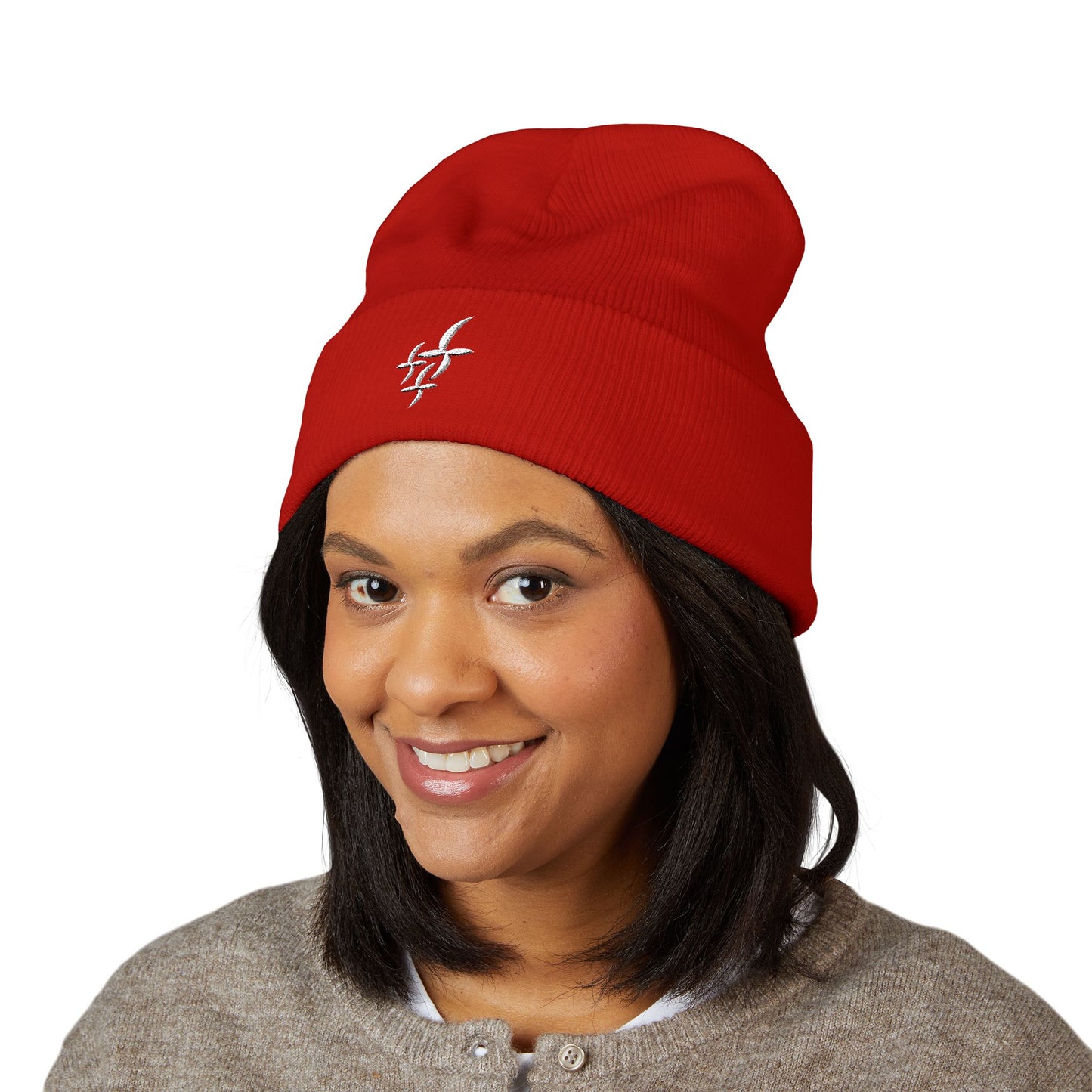 White Embroidered Logo || Beanie