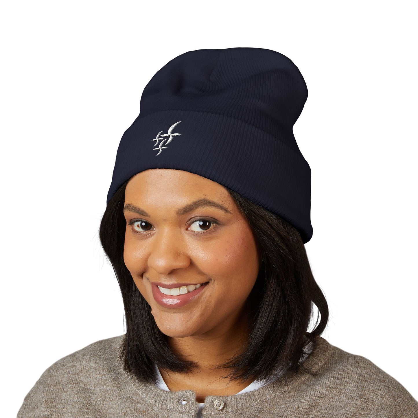 White Embroidered Logo || Beanie