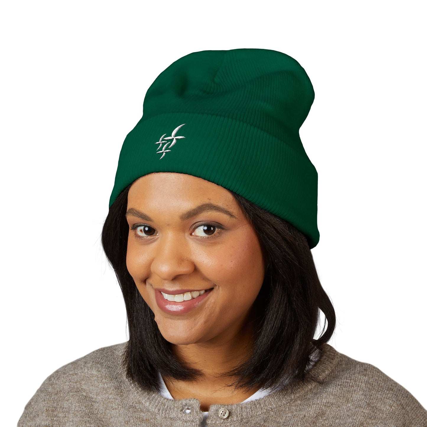 White Embroidered Logo || Beanie