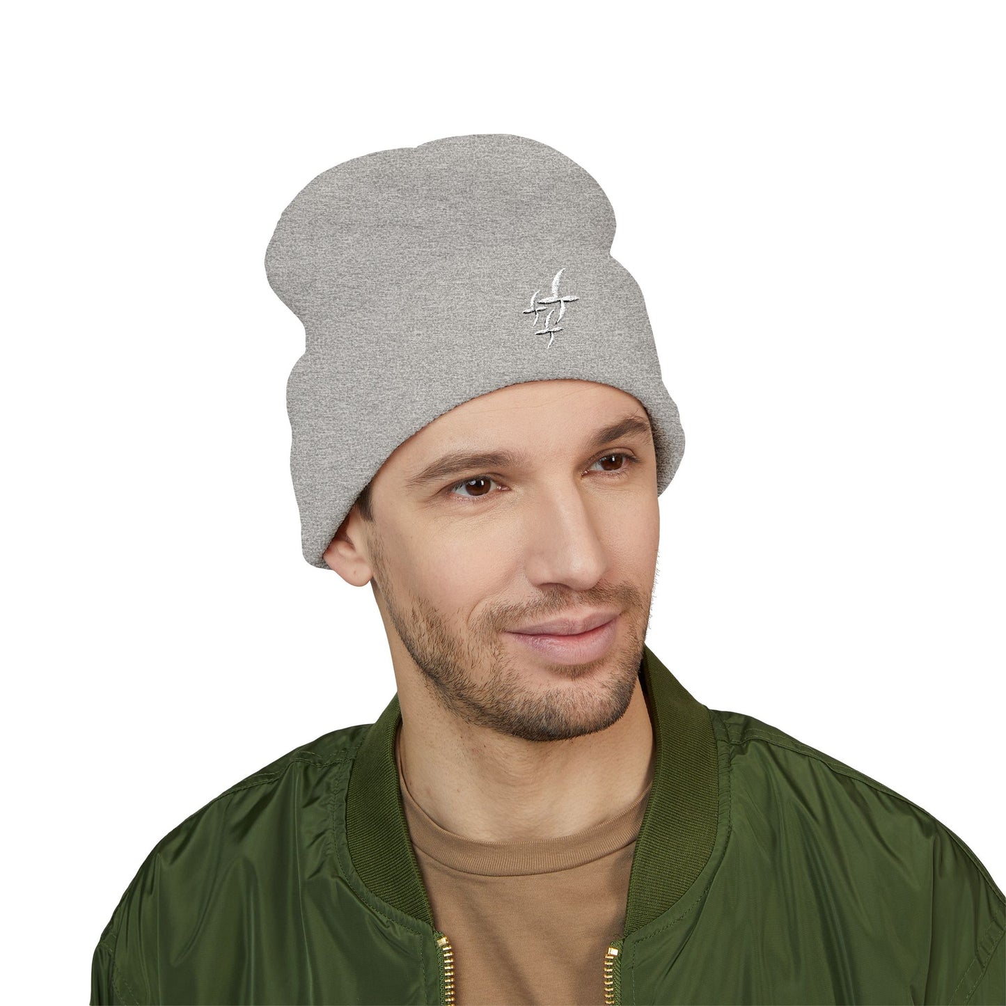 White Embroidered Logo || Beanie