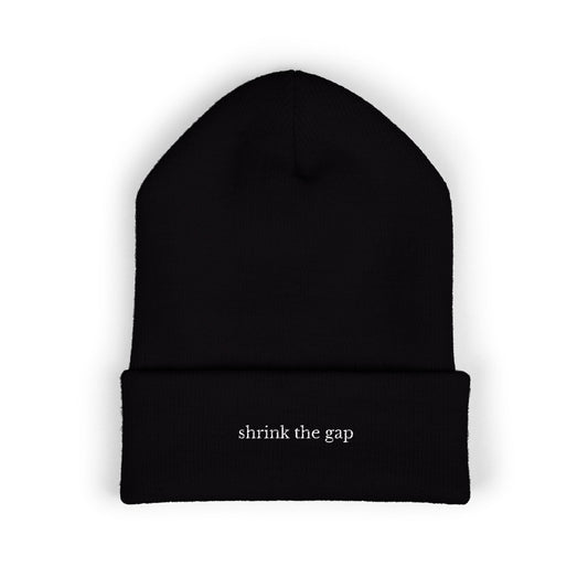 shrink the gap | Beanie [White Text]