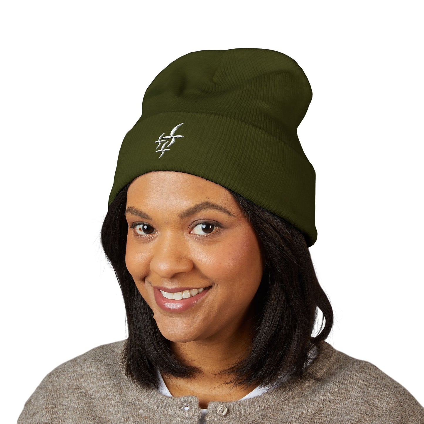 White Embroidered Logo || Beanie