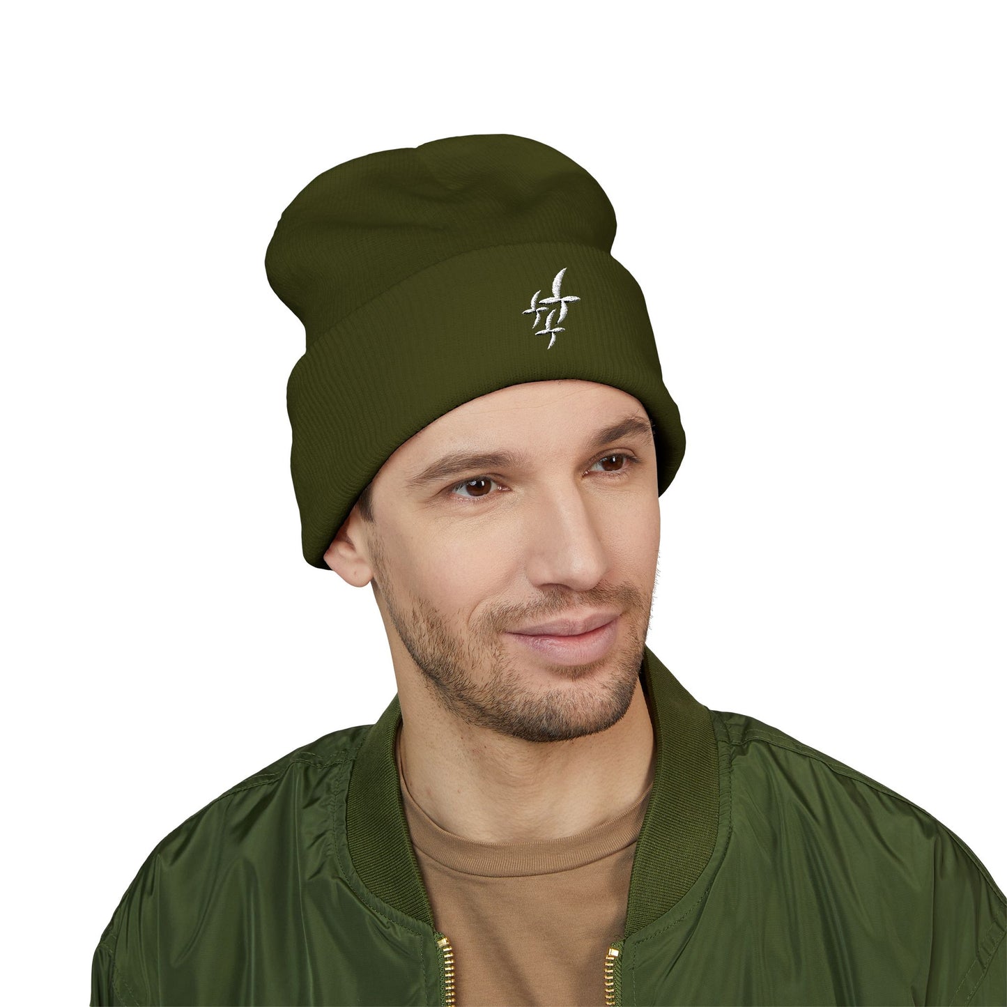 White Embroidered Logo || Beanie